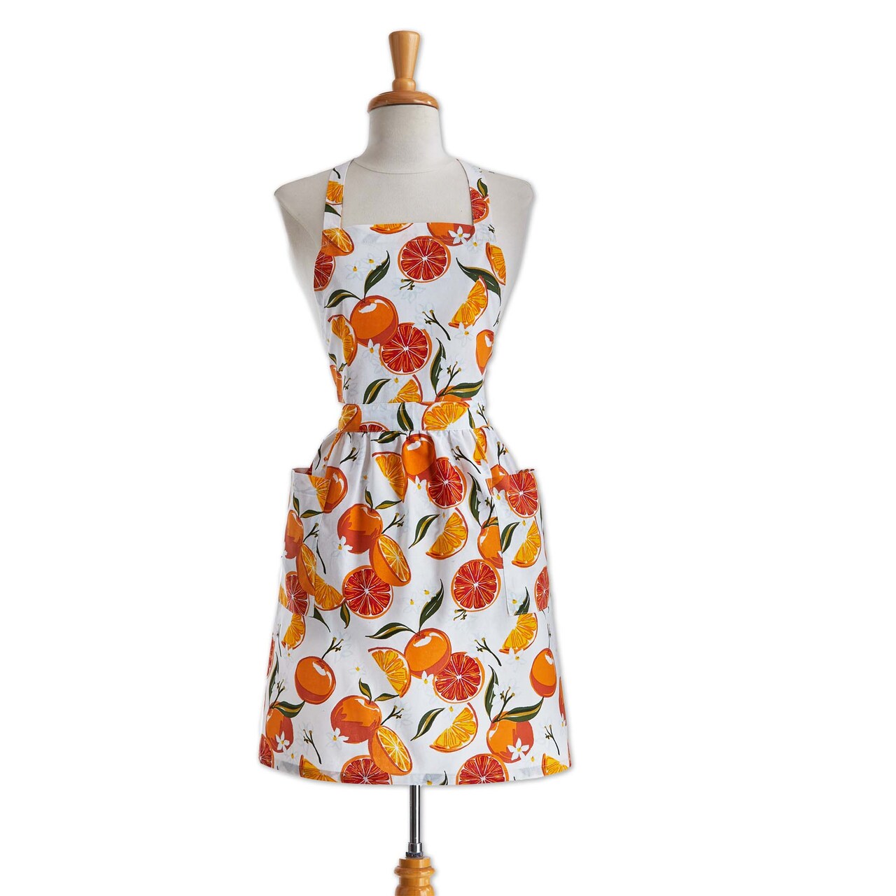 Citrus Oranges Hostess Cooking Baking Apron Cotton Machine Wash, One Size Fits Most, Neck Ties, Waist Ties, Pockets, Hang Tag